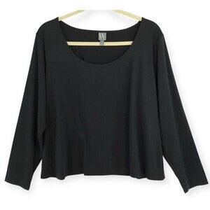 Worthington NEW Top Women's 4X Black Pullover Long Sleeve Ultra Smoothing Loose